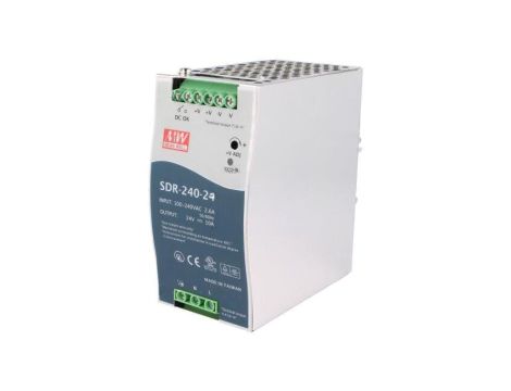 Zasilacz impulsowy, na szynę DIN, 240W, 10A, 24VDC, 88...264VAC SDR-240-24