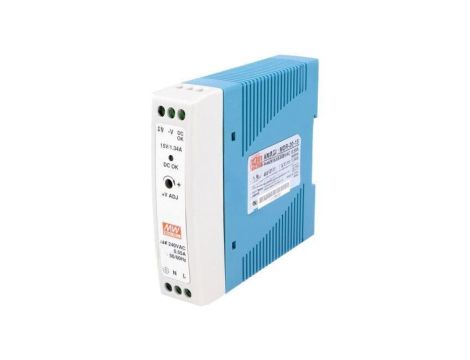 Zasilacz impulsowy, na szynę DIN, 20W, 1,34A, 15VDC, 85...264VAC MDR-20-15