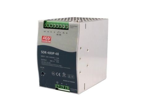 Zasilacz impulsowy, na szynę DIN, 480W, 10A, 48VDC, 90...264VAC SDR-480P-48