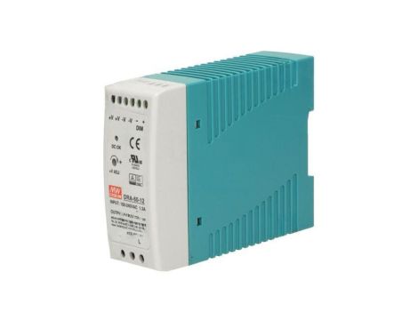 Zasilacz impulsowy, na szynę DIN, 60W, 5A, 12VDC, 90...264VAC DRA-60-12