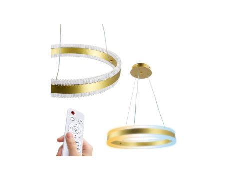 Lampa wisząca LED, 70W, 4900lm, 3CCT, IP20, złota, z pilotem, ściemnialna, SAMIRA HOROZ