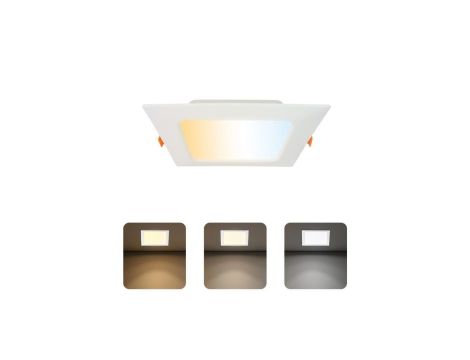 Oprawa podtynkowa downlight LED, 12W, 1050lm, IP20, CCT, kwadratowa, biała, ALEXIS-SQ HOROZ
