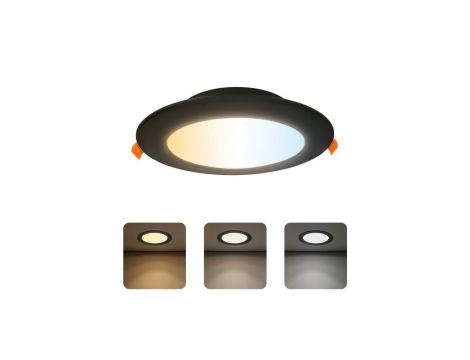 Oprawa podtynkowa downlight LED, 12W, 1050lm, IP20, CCT, okrągła, czarna, ALEXIS HOROZ