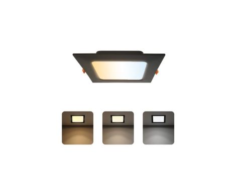 Oprawa podtynkowa downlight LED, 12W, 1050lm, IP20, CCT, kwadratowa, czarna, ALEXIS-SQ HOROZ