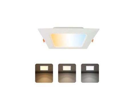 Oprawa podtynkowa downlight LED, 18W, 1660lm, IP20, CCT, kwadratowa, biała, ALEXIS-SQ HOROZ