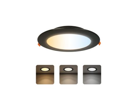 Oprawa podtynkowa downlight LED, 18W, 1660lm, IP20, CCT, okrągła, czarna, ALEXIS HOROZ