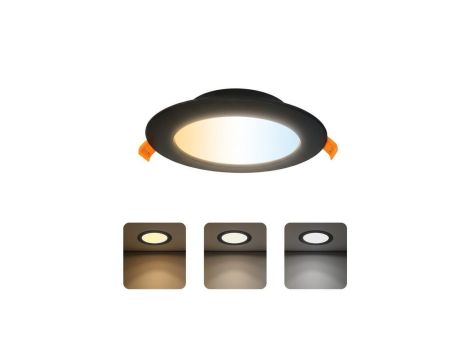 Oprawa podtynkowa downlight LED, 9W, 780lm, IP20, CCT, okrągła, czarna, ALEXIS HOROZ