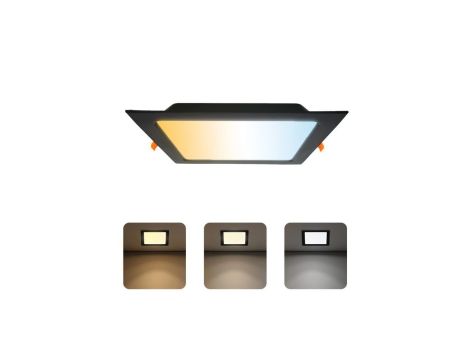 Oprawa podtynkowa downlight LED, 24W, 2270lm, IP20, CCT, kwadratowa, czarna, ALEXIS-SQ HOROZ