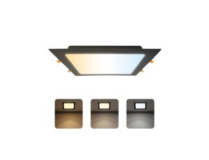 Oprawa podtynkowa downlight LED, 30W, 3000lm, IP20, CCT, kwadratowa, czarna, ALEXIS-SQ HOROZ