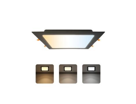 Oprawa podtynkowa downlight LED, 30W, 3000lm, IP20, CCT, kwadratowa, czarna, ALEXIS-SQ HOROZ