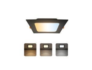 Oprawa podtynkowa downlight LED, 18W, 1660lm, IP20, CCT, kwadratowa, czarna, ALEXIS-SQ HOROZ