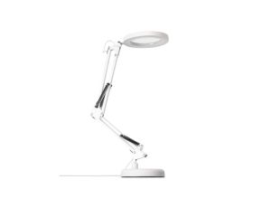 Lampka Biurkowa LUMILED LED 8W CCT Kreślarska Stołowa 3x Szkło Powiększające Lupa LUCA 2 Biała Klasa G 3 Lata Gwarancji