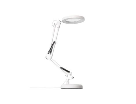 Lampka Biurkowa LUMILED LED 8W CCT Kreślarska Stołowa 3x Szkło Powiększające Lupa LUCA 2 Biała Klasa G 3 Lata Gwarancji