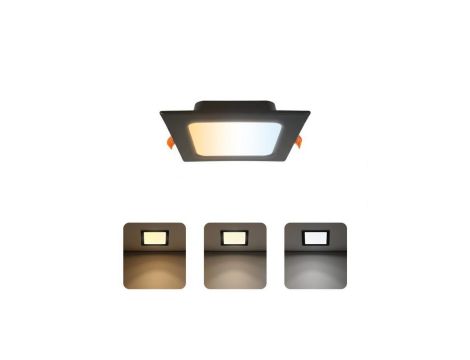 Oprawa podtynkowa downlight LED, 9W, 780lm, IP20, CCT, kwadratowa, czarna, ALEXIS-SQ HOROZ