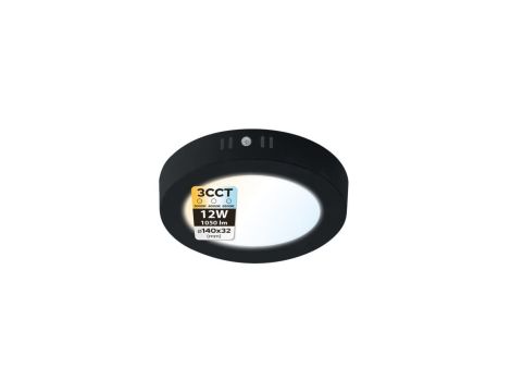 Plafon LED 12W, 1050 lm, 3CCT, IP20, okrągły, czarny, MILENA HOROZ