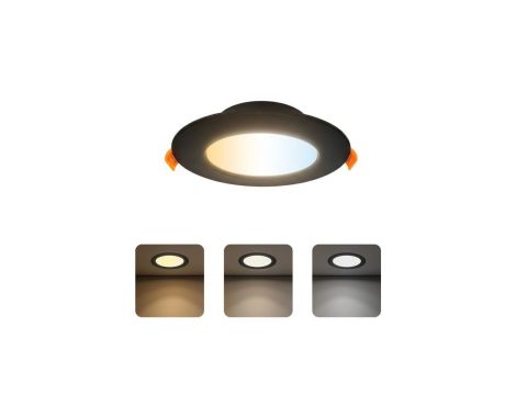 Oprawa podtynkowa downlight LED, 6W, 510lm, IP20, CCT, okrągła, czarna, ALEXIS HOROZ