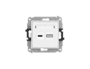 ICON Mechanizm ładowarki USB podwójnej USB C + USB A, 30W max. biały mat 25ICUSB-10