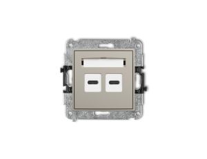 MINI Mechanizm ładowarki USB podwójnej 2xUSB C, 30W max. taupe 60MCUSB-9