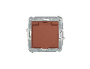 ICON Mechanizm gniazda bryzgoszczelnego z uziemieniem 2P+Z (klapka terakota, przesłony torów prądowych) terakota 63IGPB-1zp