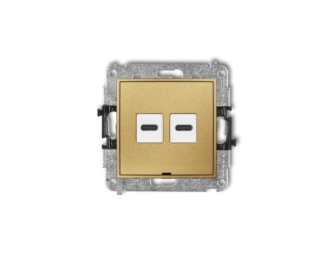 ICON Mechanizm ładowarki USB podwójnej 2xUSB C, 30W max., bez pola opisowego złoty 29ICUSBBO-9