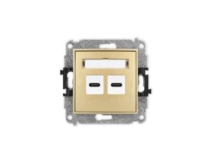 MINI Mechanizm ładowarki USB podwójnej 2xUSB C, 30W max. złoty 29MCUSB-9