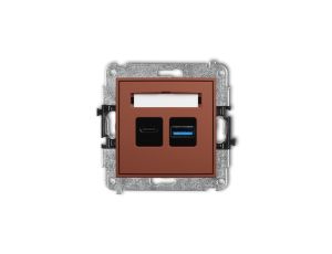 MINI Mechanizm ładowarki USB podwójnej USB C + USB A, 30W max. terakota 63MCUSB-10
