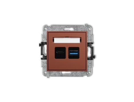 MINI Mechanizm ładowarki USB podwójnej USB C + USB A, 30W max. terakota 63MCUSB-10