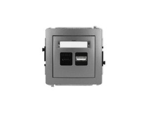 DECO Mechanizm ładowarki USB podwójnej USB C + USB A, 30W max. grafitowy 11DCUSB-10