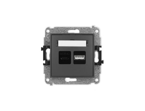 MINI Mechanizm ładowarki USB podwójnej USB C + USB A, 30W max. grafitowy mat 28MCUSB-10