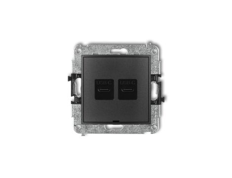 MINI Mechanizm ładowarki USB podwójnej 2xUSB C, 30W max., bez pola opisowego grafitowy 11MCUSBBO-9