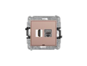 ICON Mechanizm gniazda HDMI 2.1, 8K + gniazda 1xRJ45, kat. 8, ekranowany, 8-stykowy, bez pola opisowego łososiowy 62IGHKBO-88