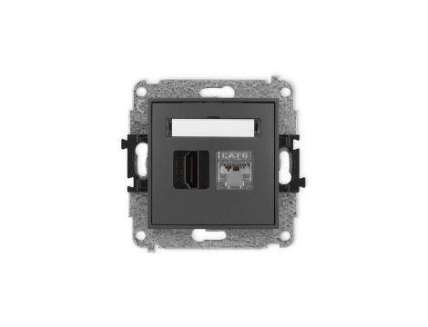 ICON Mechanizm gniazda HDMI 2.0, 4K + gniazda komp. poj. 1xRJ45, kat. 6, ekranowany, 8-stykowy grafitowy mat 28IGHK-46