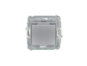 ICON Mechanizm gniazda bryzgoszczelnego z uziemieniem 2P+Z (klapka srebrny metalik, przesłony) srebrny metalik 7IGPB-1zp
