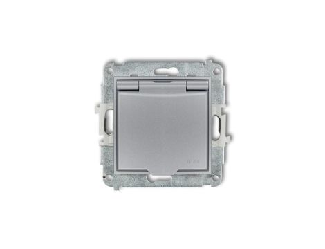 ICON Mechanizm gniazda bryzgoszczelnego z uziemieniem 2P+Z (klapka srebrny metalik, przesłony) srebrny metalik 7IGPB-1zp