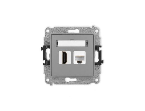 ICON Mechanizm gniazda pojedynczego HDMI 2.0, 4K + gniazda komp. poj. 1xRJ45, kat. 6A, 8-stykowy szary mat 27IGHK-46A