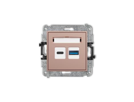 MINI Mechanizm ładowarki USB podwójnej USB C + USB A, 30W max. łososiowy 62MCUSB-10