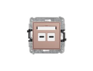 ICON Mechanizm ładowarki USB podwójnej 2xUSB C, 30W max. łososiowy 62ICUSB-9