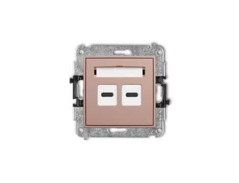 ICON Mechanizm ładowarki USB podwójnej 2xUSB C, 30W max. łososiowy 62ICUSB-9