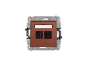 MINI Mechanizm gniazda pojedynczego HDMI 2.1, 8K + gniazda komp. poj. 1xRJ45, kat. 6A, 8-stykowy terakota 63MGHK-86A