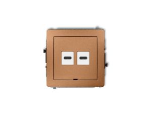 DECO Mechanizm ładowarki USB podwójnej 2xUSB C, 30W max., bez pola opisowego złoty metalik 8DCUSBBO-9