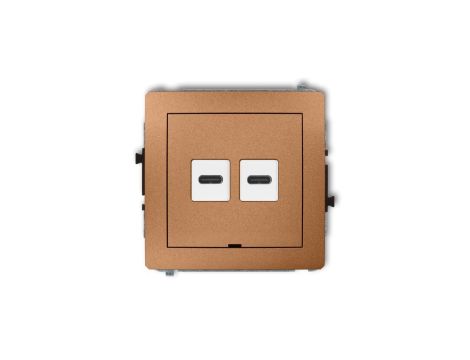 DECO Mechanizm ładowarki USB podwójnej 2xUSB C, 30W max., bez pola opisowego złoty metalik 8DCUSBBO-9