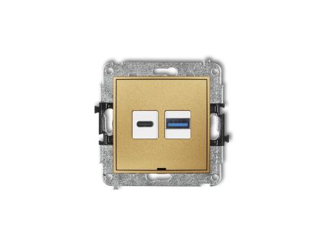 MINI Mechanizm ładowarki USB podwójnej USB C + USB A, 30W max., bez pola opisowego złoty 29MCUSBBO-10