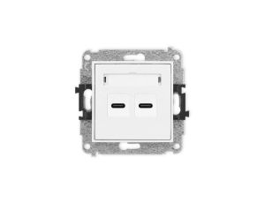 ICON Mechanizm ładowarki USB podwójnej 2xUSB C, 30W max. biały ICUSB-9