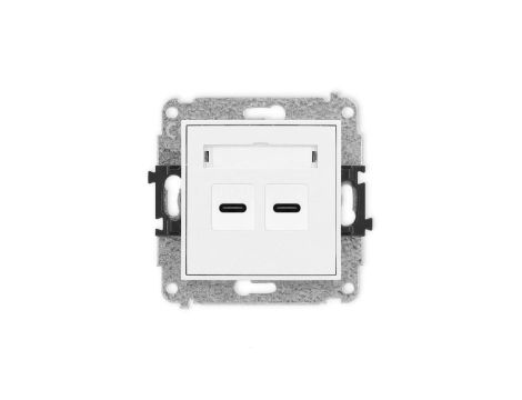 MINI Mechanizm ładowarki USB podwójnej 2xUSB C, 30W max. biały mat 25MCUSB-9