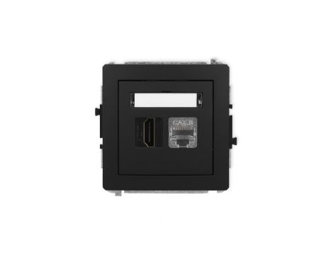 DECO Mechanizm gniazda pojedynczego HDMI 2.1, 8K + gniazda komp. poj. 1xRJ45, kat. 8, ekranowany, 8-stykowy czarny mat 12DGHK-88