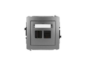 DECO Mechanizm gniazda pojedynczego HDMI 2.0, 4K + gniazda komp. poj. 1xRJ45, kat. 6A, 8-stykowy grafitowy 11DGHK-46A