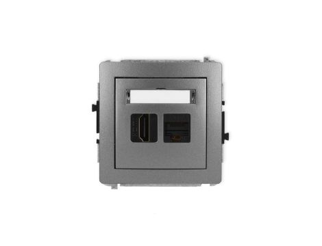 DECO Mechanizm gniazda pojedynczego HDMI 2.0, 4K + gniazda komp. poj. 1xRJ45, kat. 6A, 8-stykowy grafitowy 11DGHK-46A