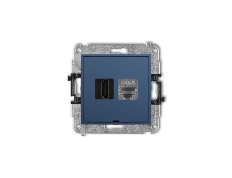 ICON Mechanizm gniazda HDMI 2.1, 8K + gniazda 1xRJ45, kat. 8, ekranowany, 8-stykowy, bez pola opisowego navy blue 64IGHKBO-88