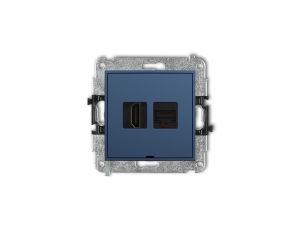 ICON Mechanizm gniazda HDMI 2.0, 4K + gniazda komp. poj. 1xRJ45, kat. 6A, 8-stykowy, bez pola opisowego navy blue 64IGHKBO-46A