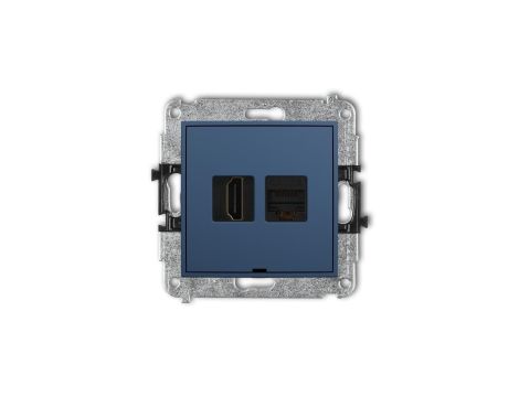 ICON Mechanizm gniazda HDMI 2.0, 4K + gniazda komp. poj. 1xRJ45, kat. 6A, 8-stykowy, bez pola opisowego navy blue 64IGHKBO-46A